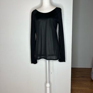 Athleta Black  long sleeve sheer mesh top work out M